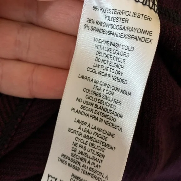 Calvin Klein Performance Stretch Striped Plum Pullover Cowl Neck Sweatshirt, Med - Picture 5 of 6